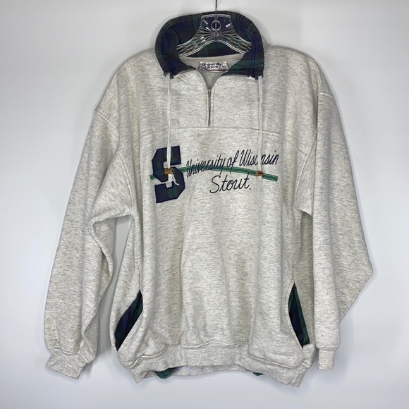 Vintage University of Wisconsin Stout Pullover 1/4 Sweatshirt Size Small - Picture 1 of 9